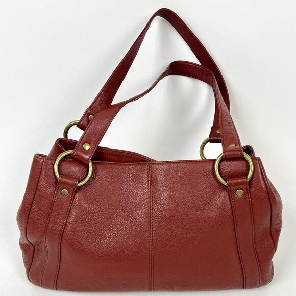Hobo International Satchel Pebbled Leather Red Brownish Slouchy Brass Hardware - Picture 1 of 16